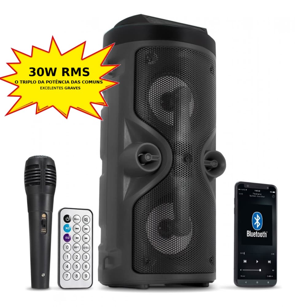 Caixa De Som Bluetooth Grande Amplificada Ketchup KTS13 Usb Fm Usb Pen Drive Aux Karaokê Microfone Controle