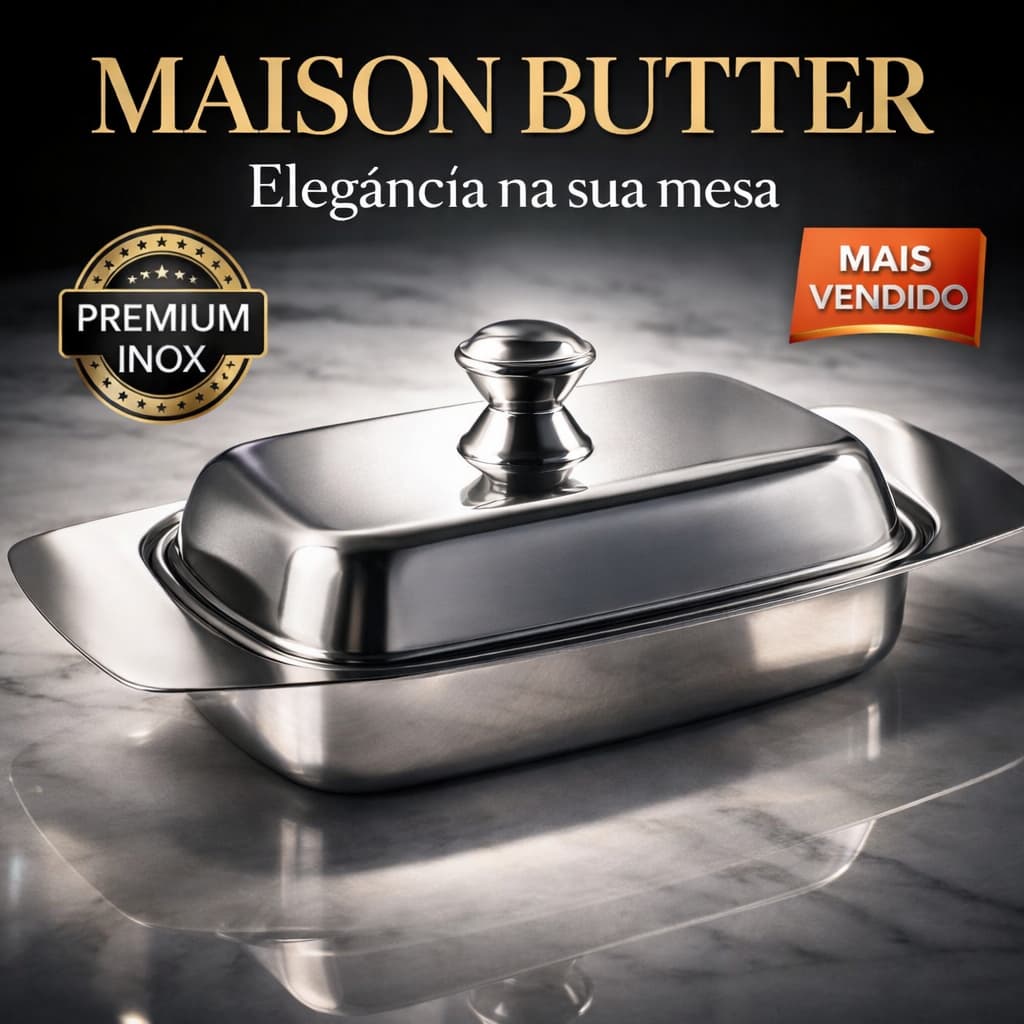 Manteigueira Inox com Tampa Hermética Porta Manteiga Premium Durável Compacta Cozinha Organizada