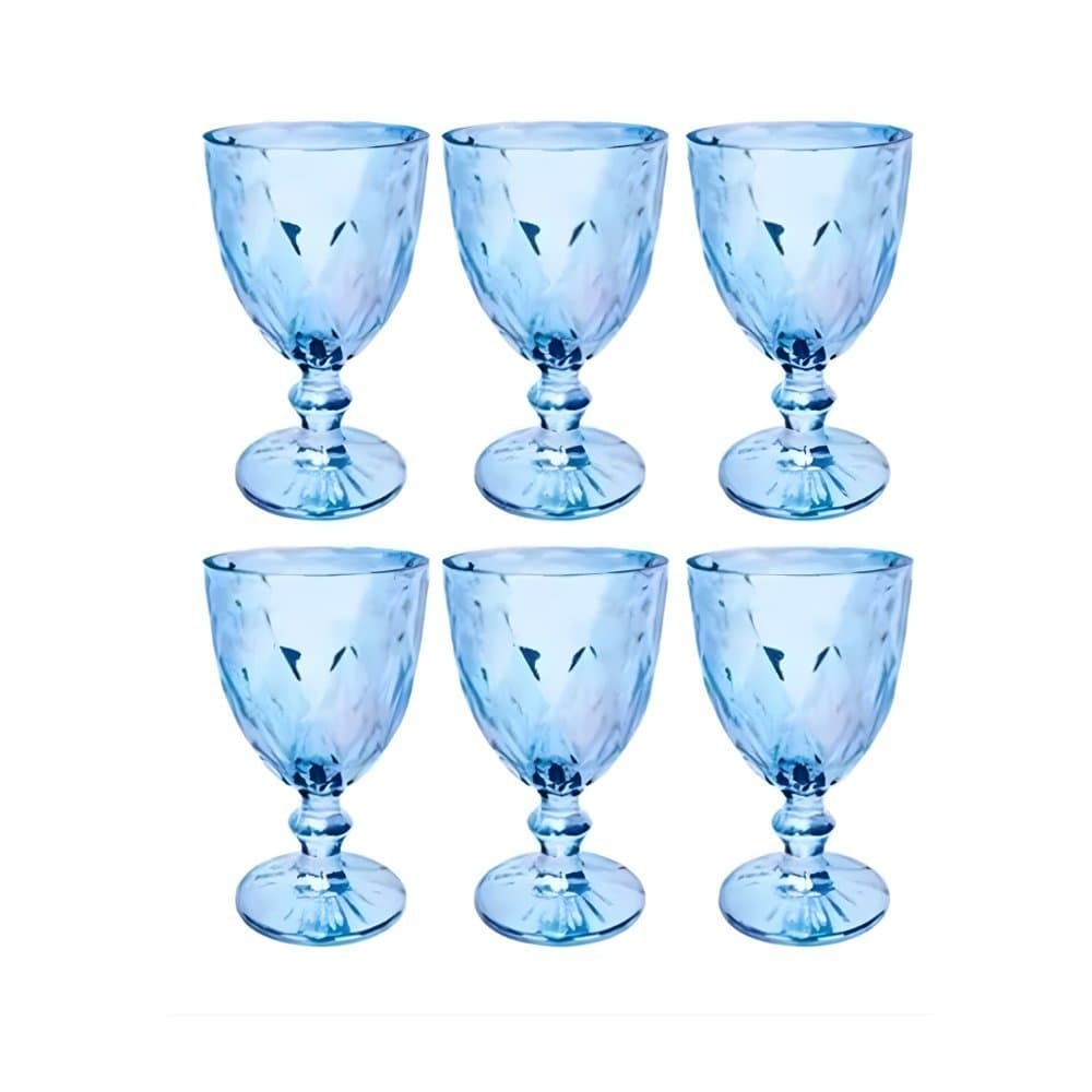 Conjunto 6 Taças de Vidro 330ml Platinadas Milbani  Elegantes | Ideal para , Drinks e Presentes