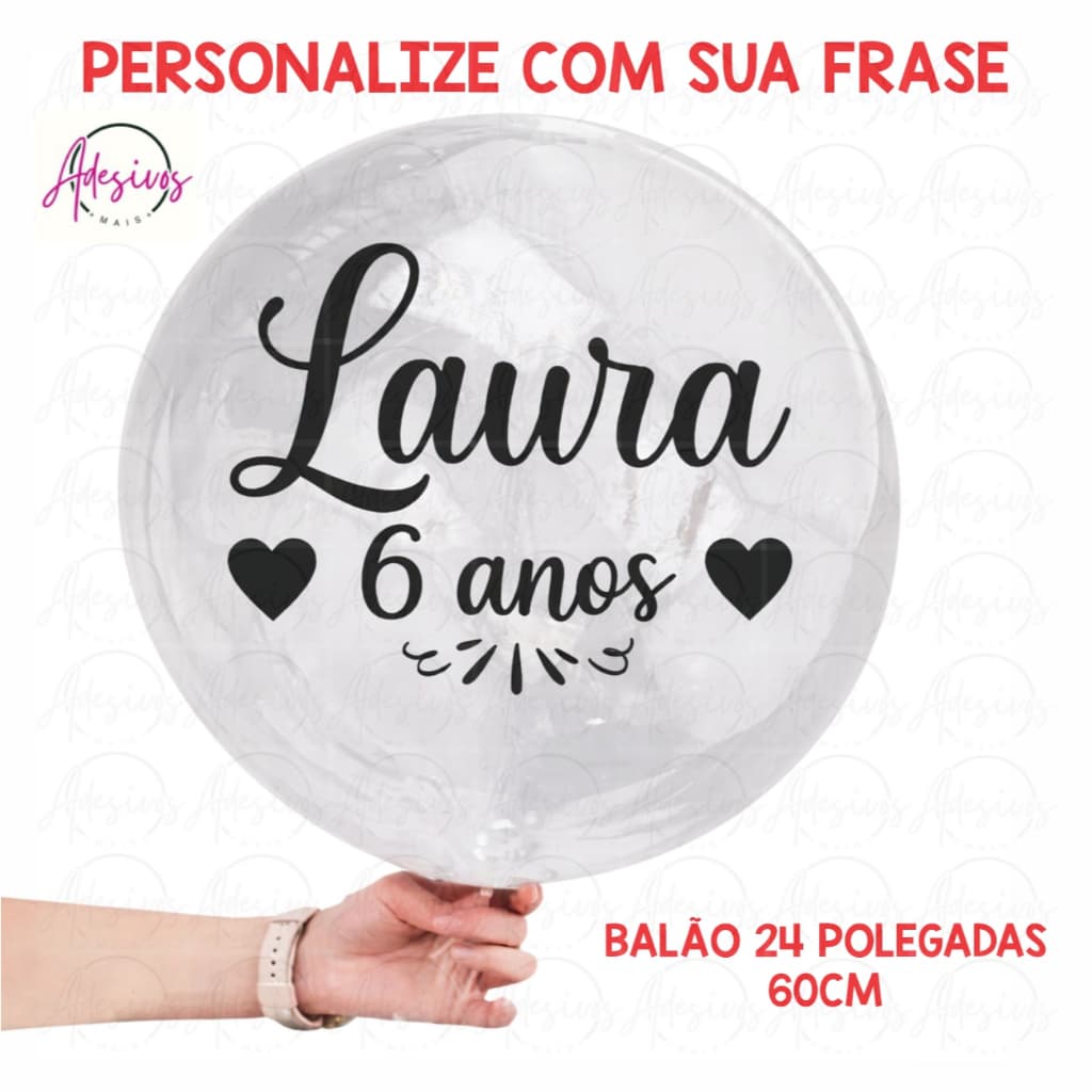 Balão Bubble 24 Polegadas Personalizado com Adesivo Vinil Varias Cores