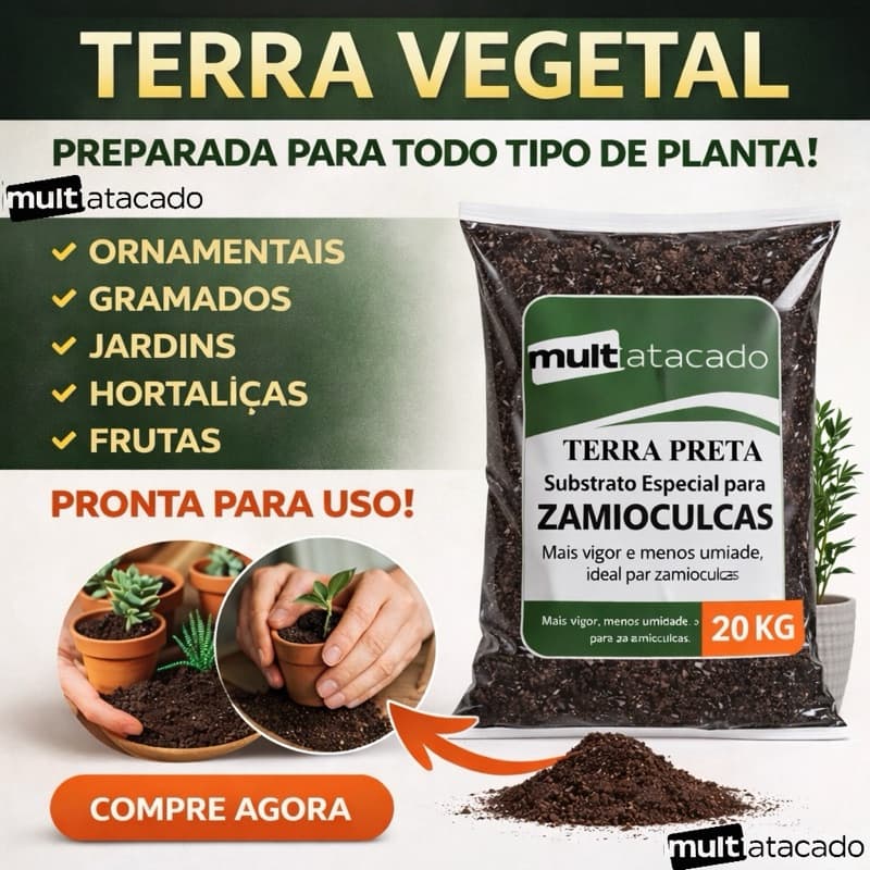 Terra Vegetal Orgânica Adubada com Húmus até 20KG