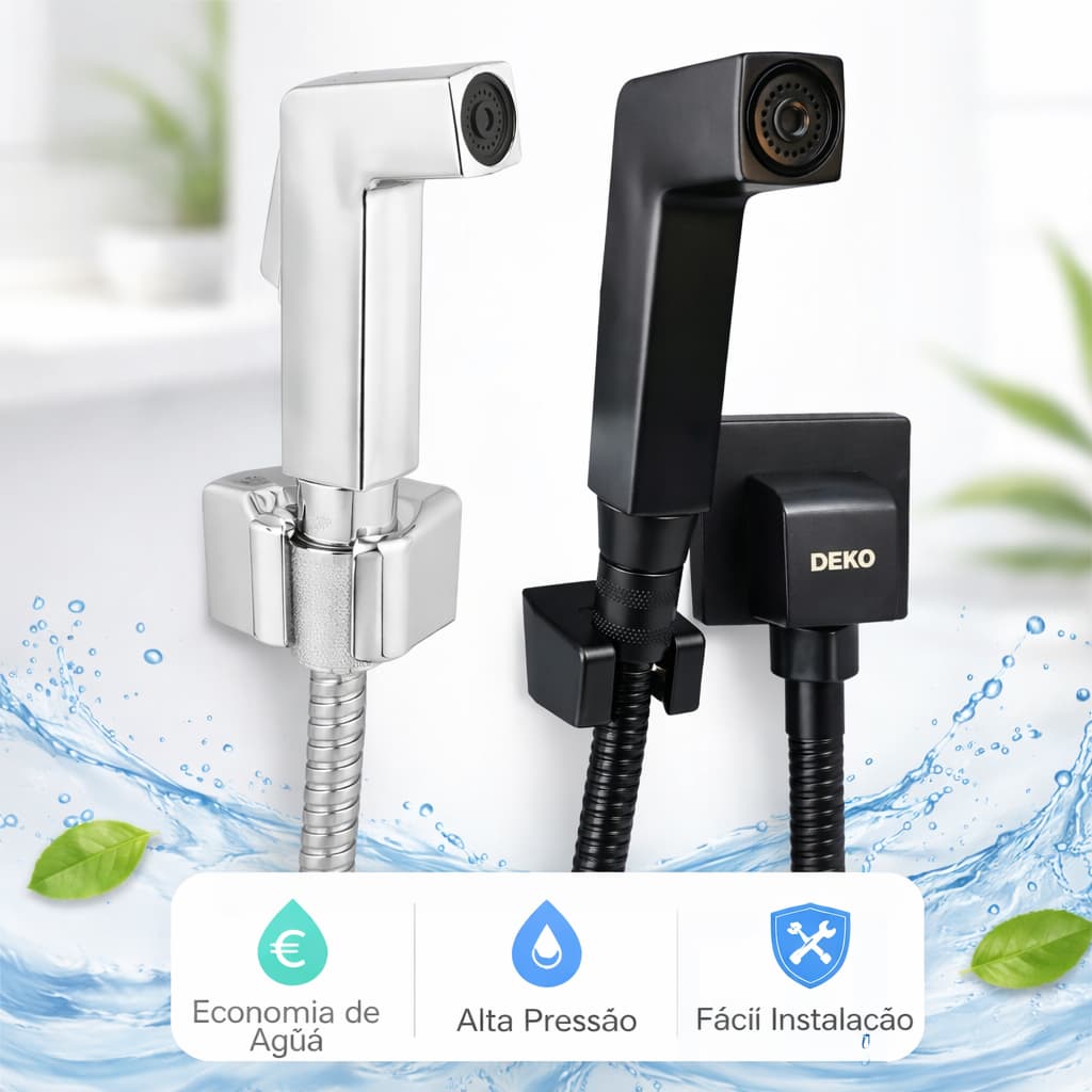 Ducha Higiênica Metal Cromado Quadrada Kit Completo Mangueira 1,2m