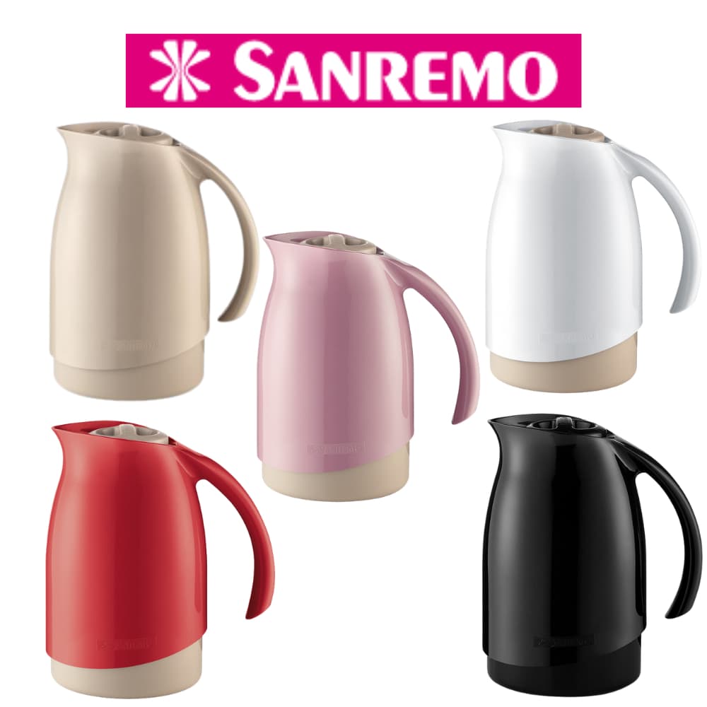 Kit Garrafa Térmica Bule Plástico 700 mL + Suporte Filtro Tamanho 102 Sanremo 6 Horas Quente 12 Horas Gelado