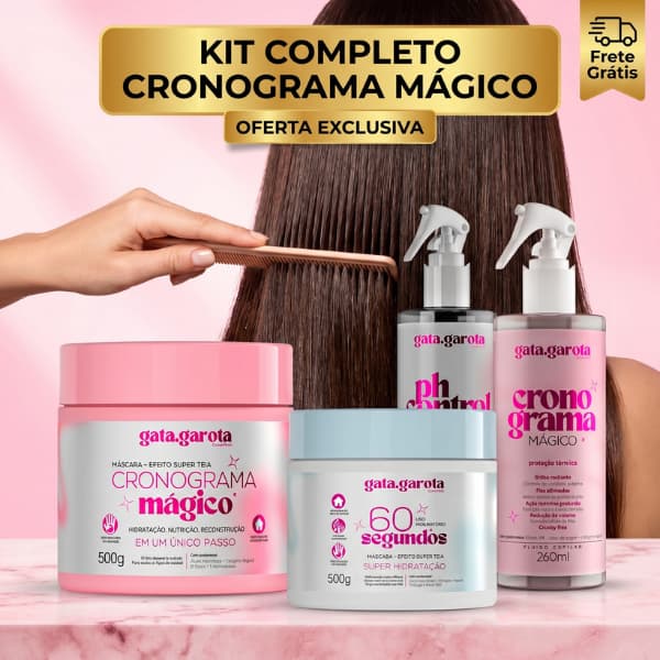 Kit Máscara Capilar 500g Hidratação Nutrição Restauração Cronograma 3em1 PH Control Protetor Térmico Frizz