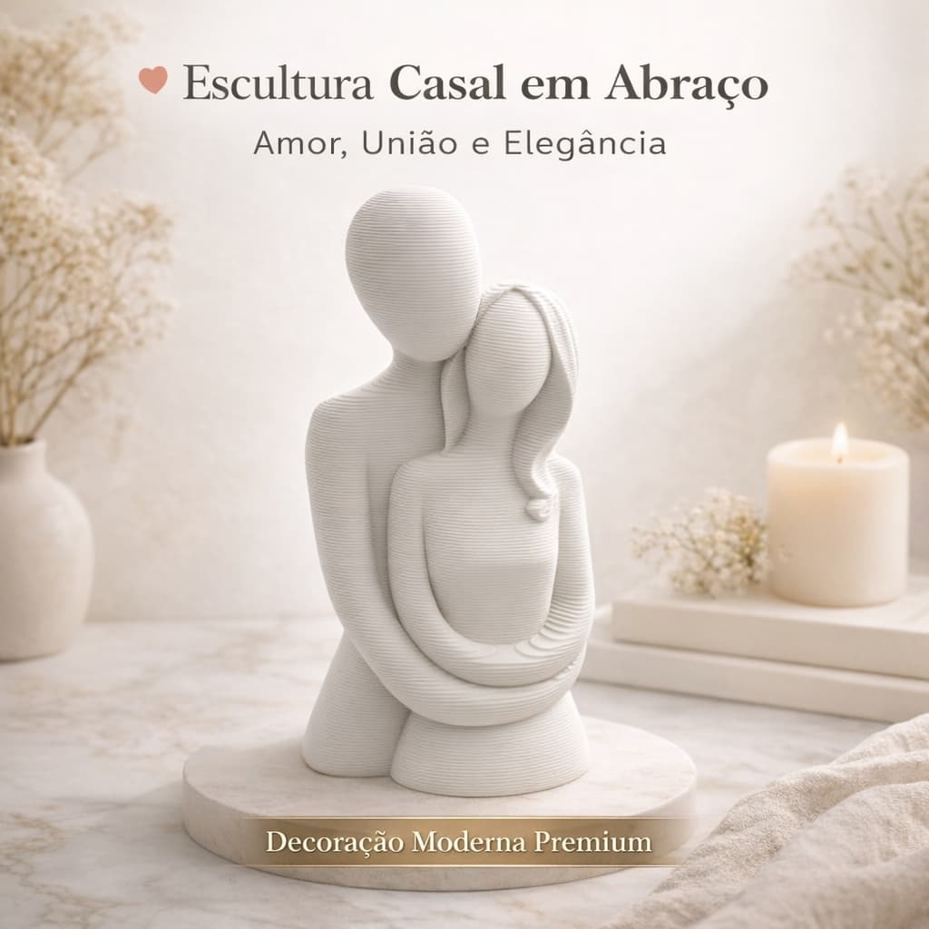 Escultura Decorativa Casal em Abraço – Estilo Minimalista