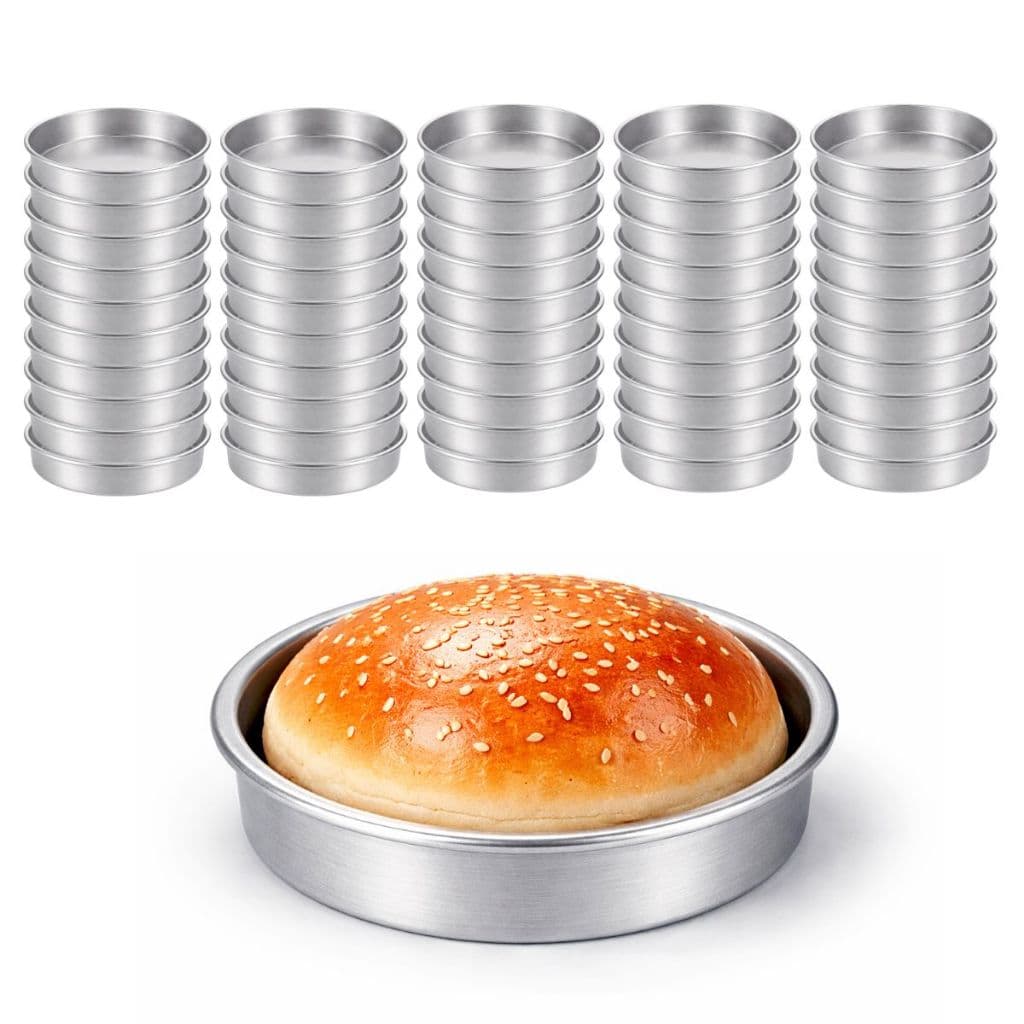 50 Formas Para Pão De Hambúrguer 11,5X2,5Cm Alumínio Durável