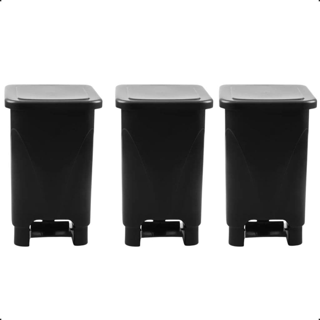 Kit 3 Lixeira Retangular Com Pedal 25 Litros Reforçado Cozinha Lavanderia Banheiro e Casa