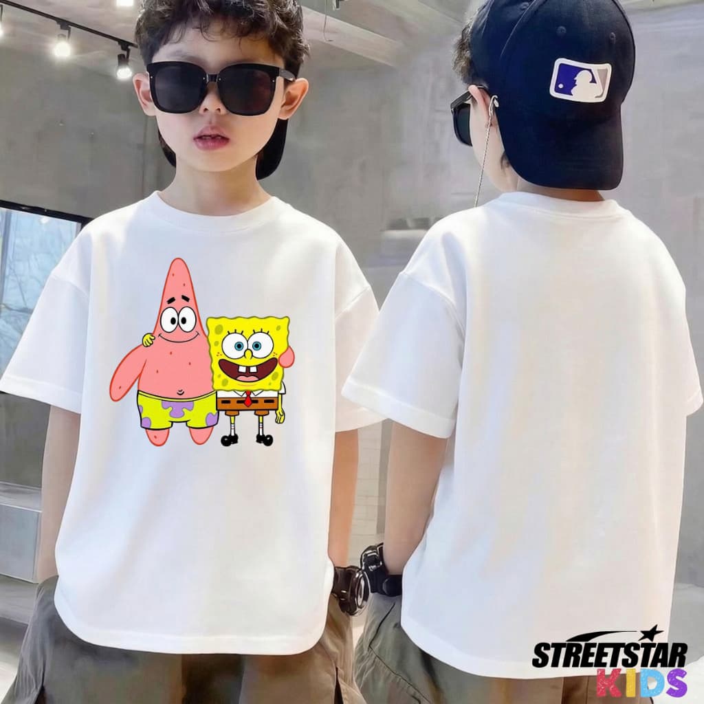 Camiseta Infantil Juvenil Menino Menina BOB ESPONJA, Patrick estrela, Manga Curta Conforto Dia a Dia 100% Algodão