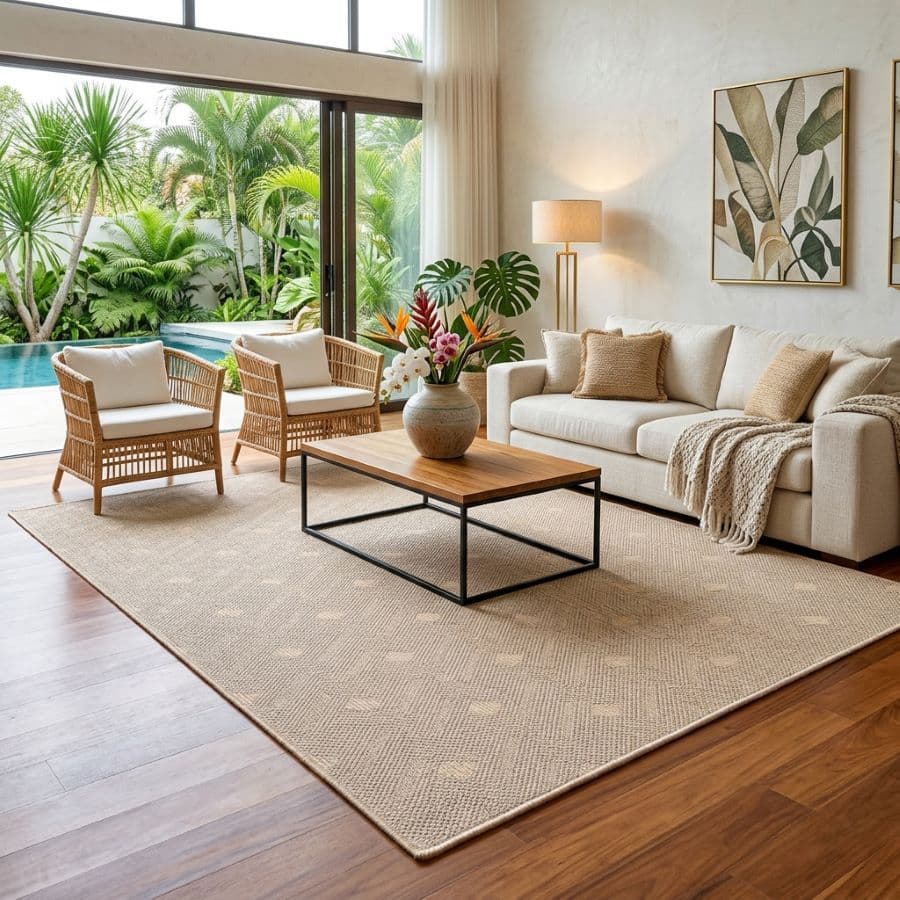 Tapete Sisal 300X200 Decoração Sala Quarto Diversas Áreas Moderno Bege Cinza Marrom Verde Elegante