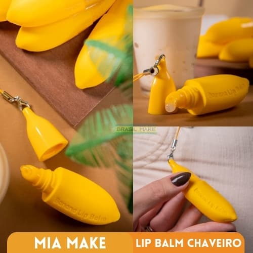 Mia Make Lip Balm Bananinha Chaveiro com Fragância de Banana
