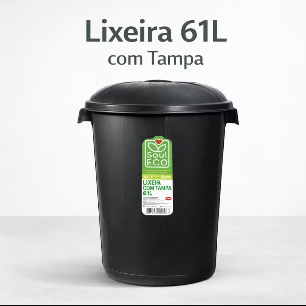 Três Cesto Lixeira Grande + 60L Tampa Robusta Funcional Plástico PREMIUM Forte