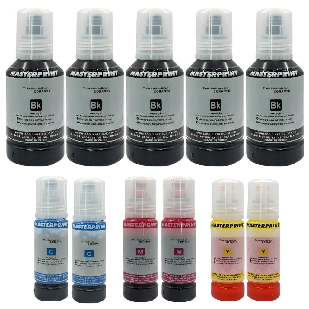 Kit 11 Refil Tinta Compatível Masterprint T504 T544 L3110 L3150 L3250