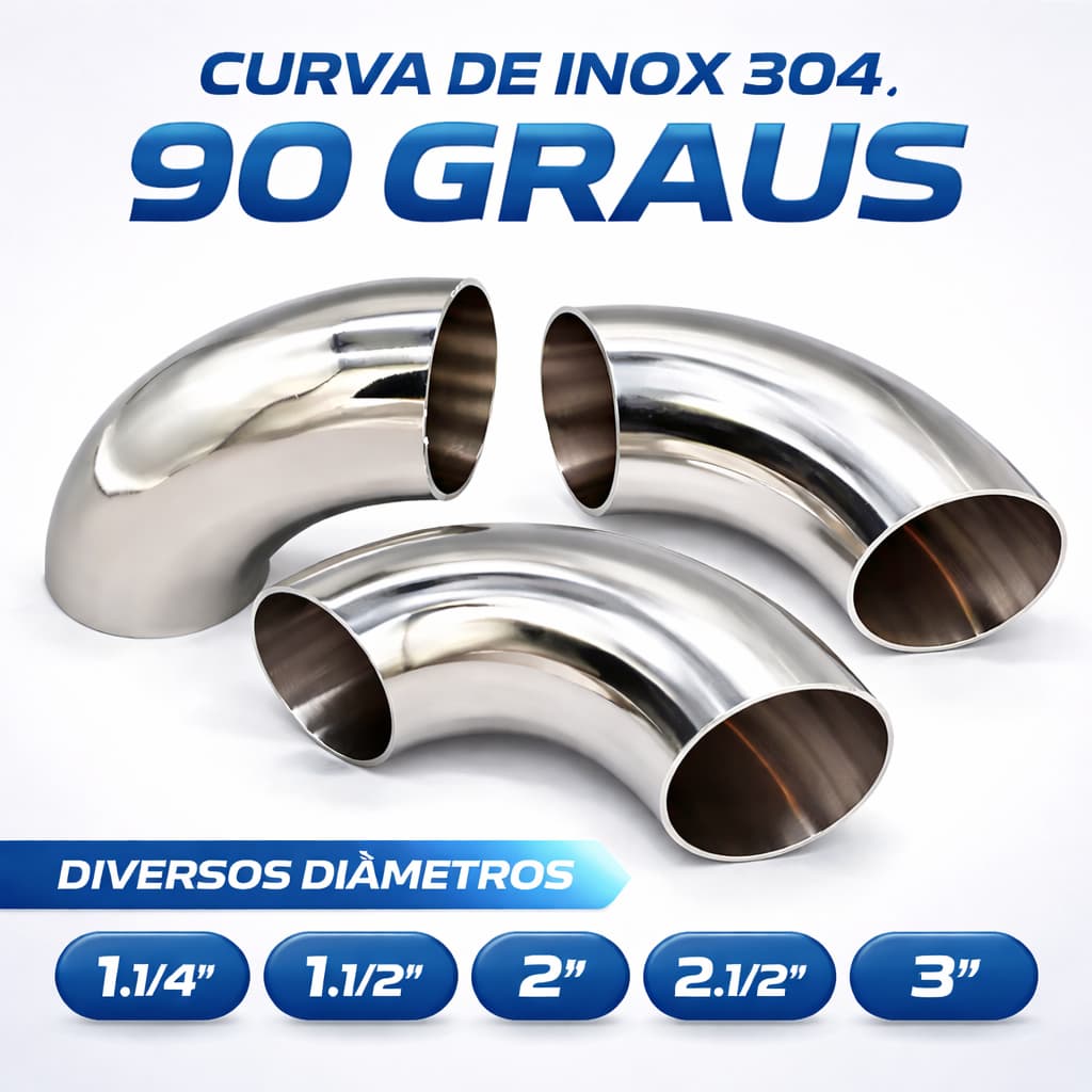Curva Inox 90 graus Para Escapamento Corrimão Guarda Corpo Todas Medidas