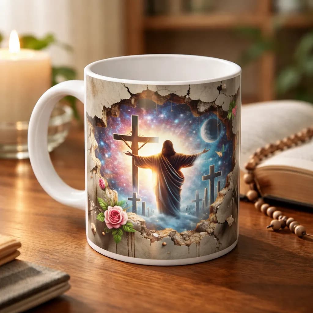Caneca de Porcelana  3d Fé em Deus Sempre