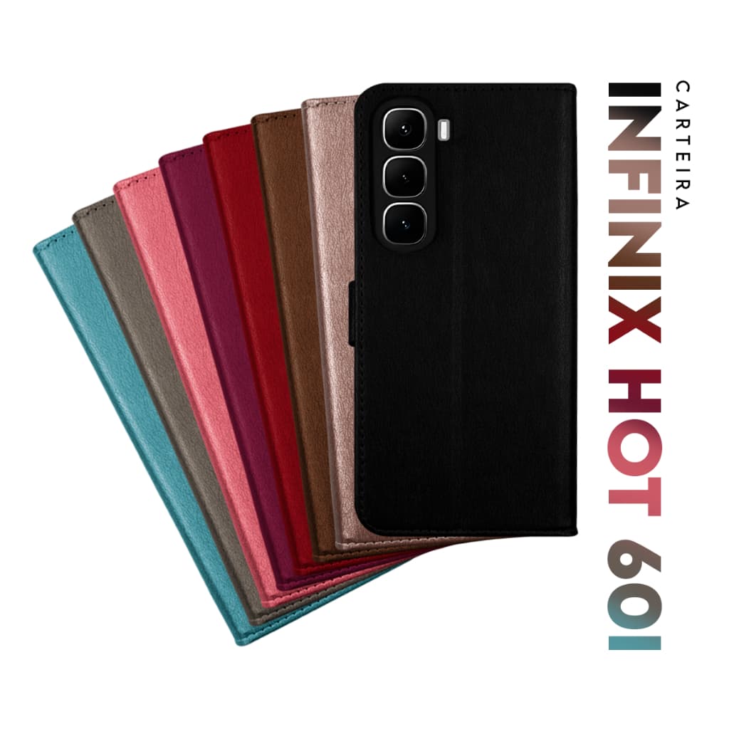 Capa Case Capinha Carteira Flip Cover Couro Sintético Para Infinix Hot 60i tela 6.7 pol Cell in Power25