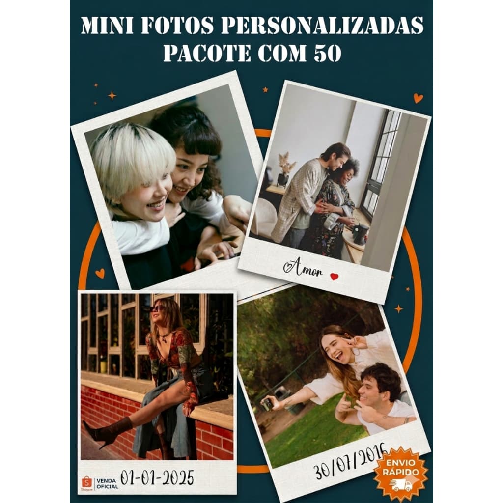 50 Mini Fotos Personalizadas 7x10 | Impressão em Papel Fotográfico Premium | Alta Qualidade