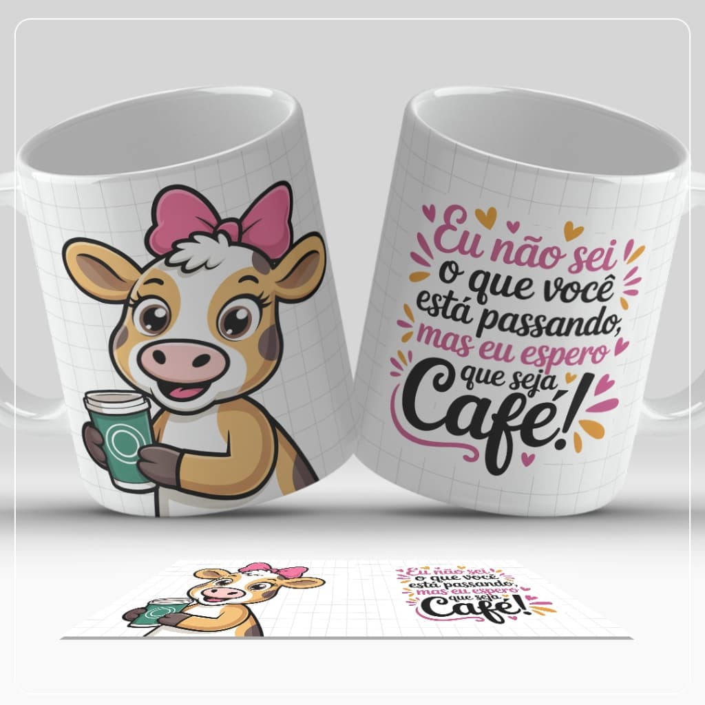 Caneca Vaquinha Vaca Personalizada Café xicara presente criativo Meme caneca engraçada divertida