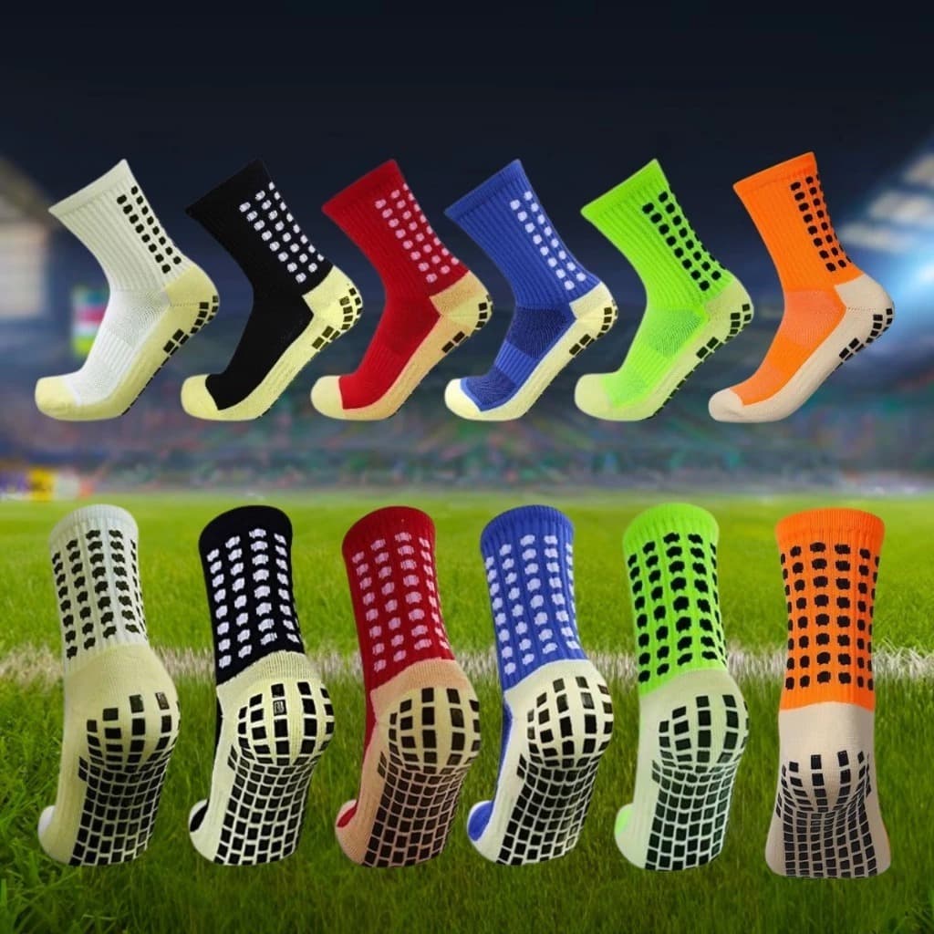 Kit 6 Pares Meia Antiderrapante 80% Algodão 20% Poliamida Esportiva Masculina