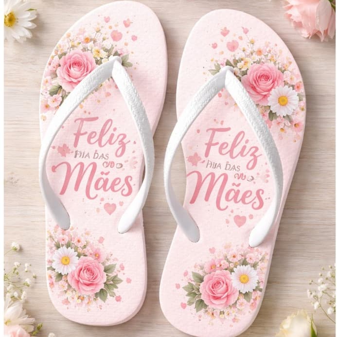 Chinelo Feminino Floral Dia das Mães Super Confortável