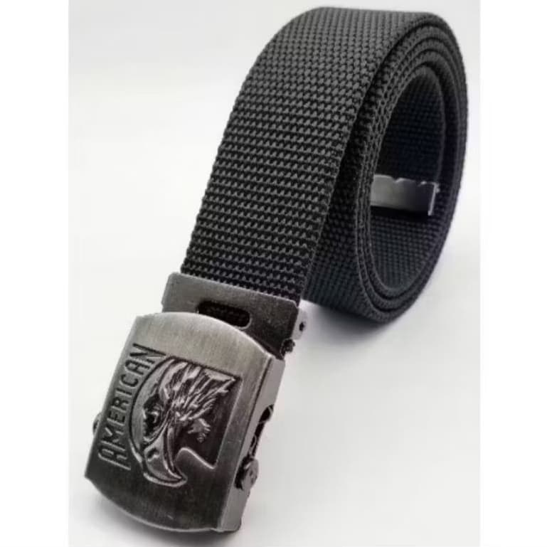 Cinto masculino nylon Premium, fivela grafite águia, várias cores e tamanhos.