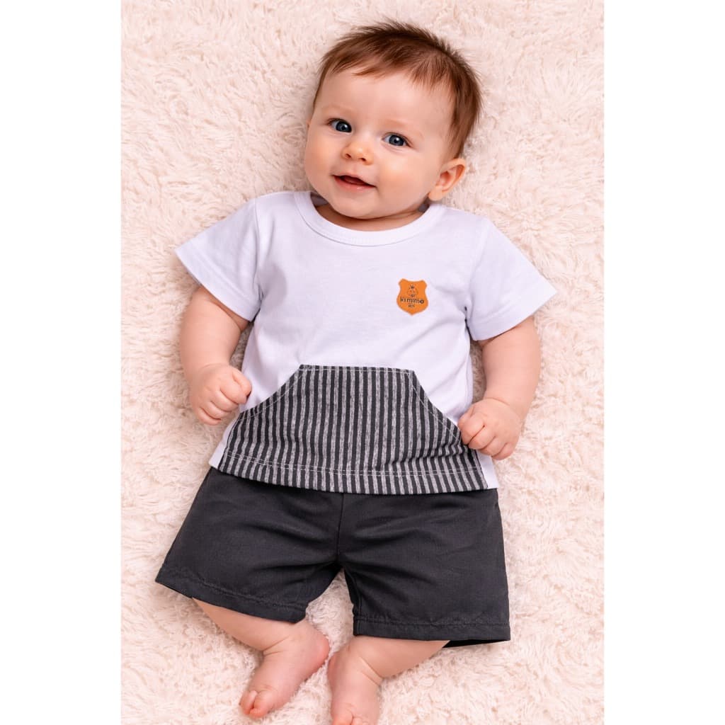 Conjunto Bebê Menino Camisa Manga Curta + Short 0 á 4 meses