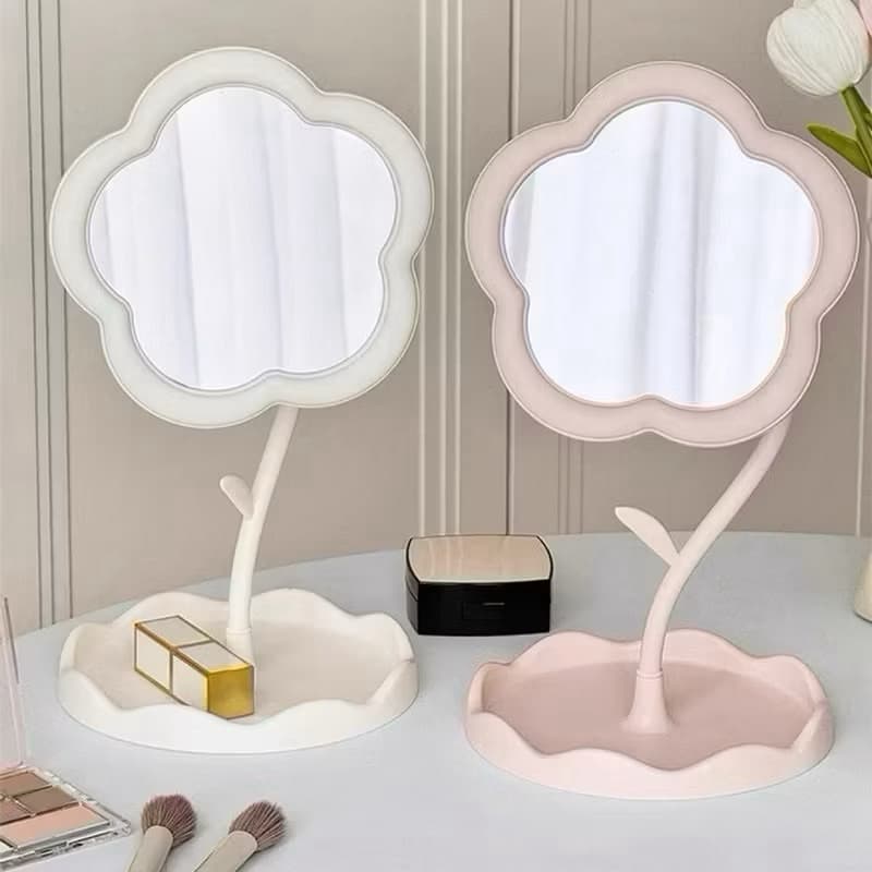Kit Com 10/20 pecas Espelho de Maquiagem de Flor Soft Aesthetic para Mesa de Penteadeira de Escritório Espelho Portátil