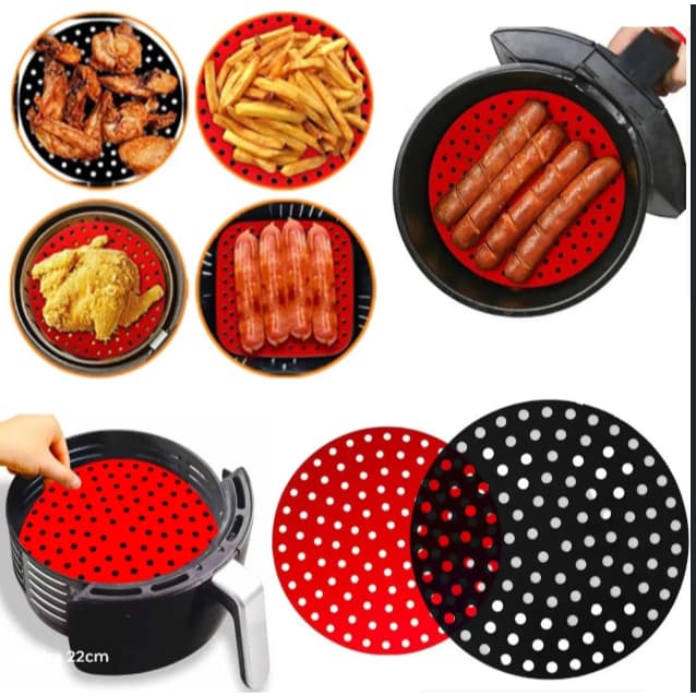 Protetor Tapete Air Fryer Silicone Antiaderente Redondo Fritadeira 22cm