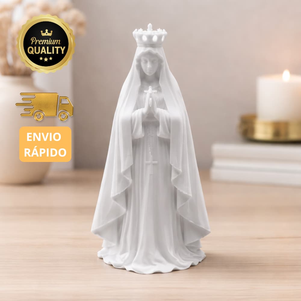 Imagem Nossa Senhora Decorativa Branca Escultura Religiosa Para Oração Sala Quarto Presente