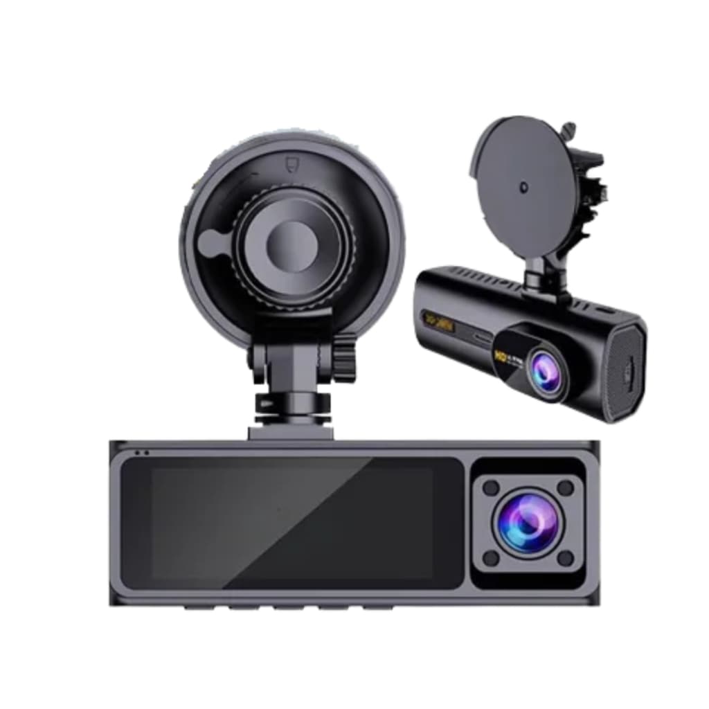 Câmera Veicular 3 Lentes 2.5K Quad HD WiFi | Frontal Interna Ré Visão Noturna App Viidure