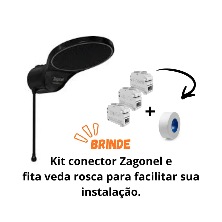 Ducha MOMENT black 7500w 220v Zagonel + BRINDE: kit conector e fita veda rosca