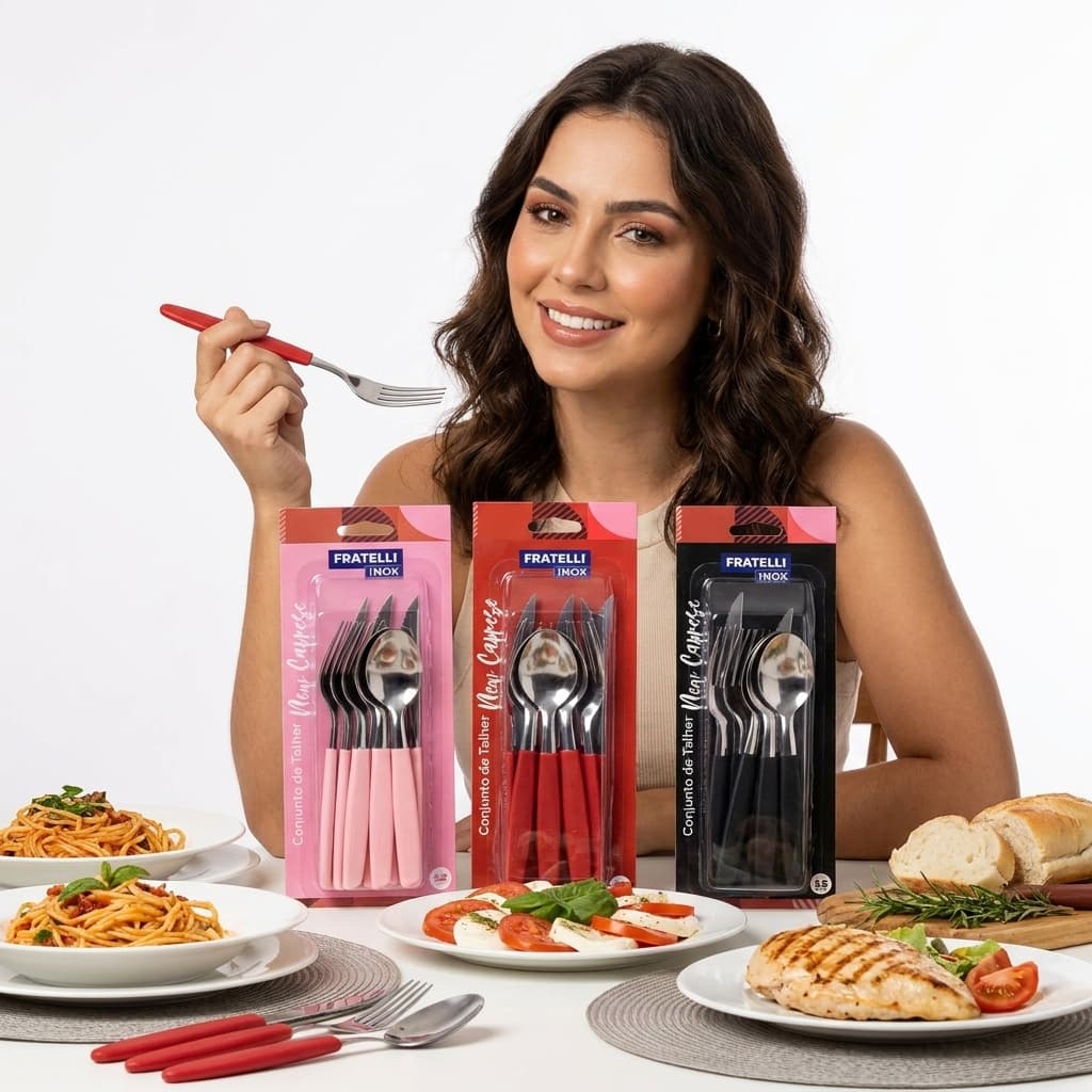 Jogo Kit de Talheres Inox 12 Peças Cozinha Refeição