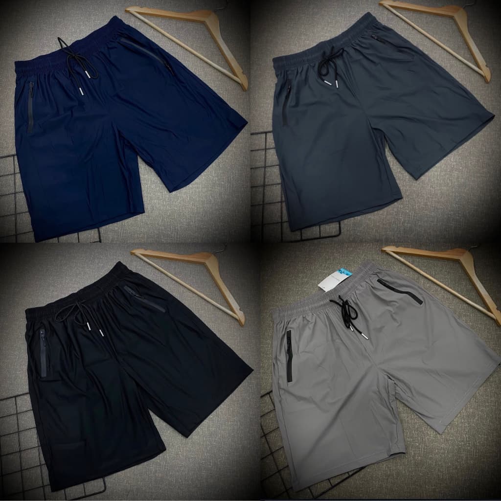 Bermuda Short Praia Dry-Fit Alto Padrão Bolso Zíper Masculino Academia Casual Treino Fitness Secagem Rápida