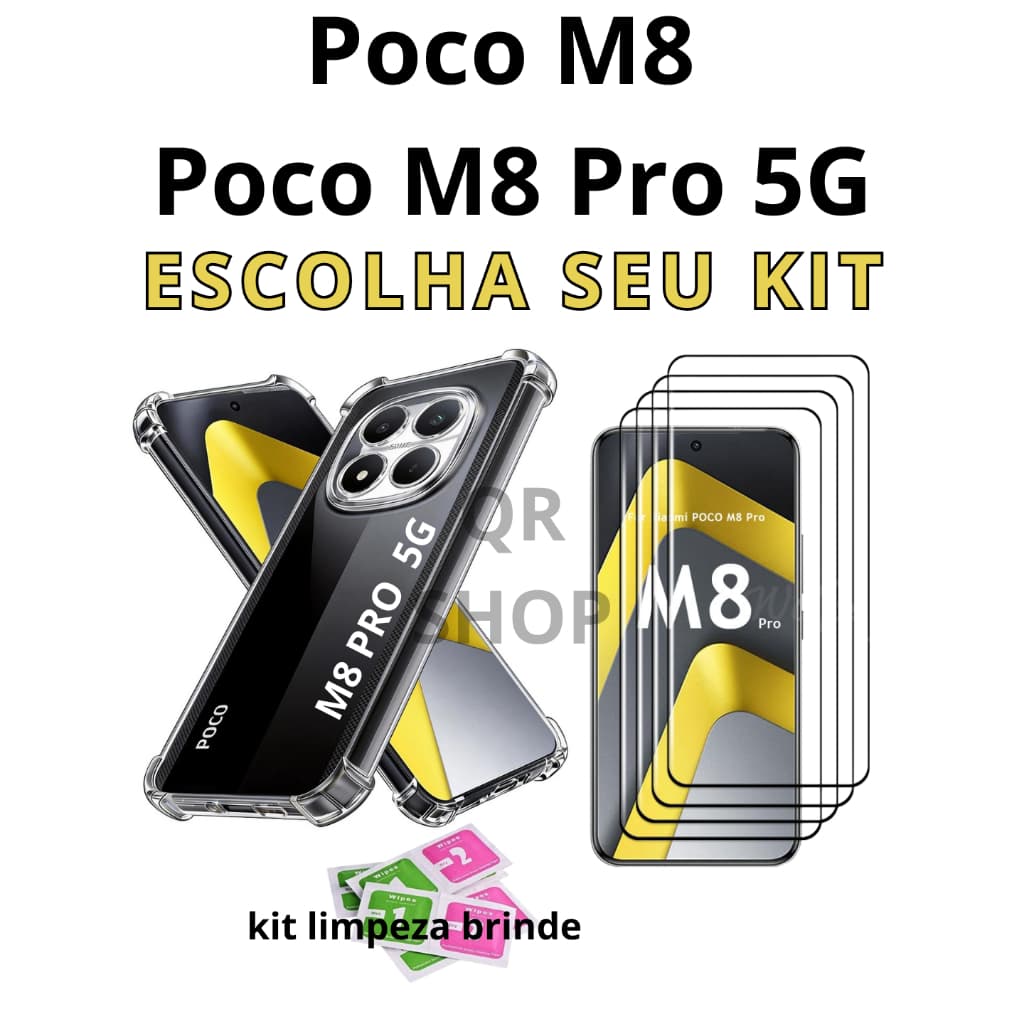 Capa ou Película curvada para Poco M8 5G / M8 Pro 5G película 3D capa transparente KIT LIMPEZA BRINDE