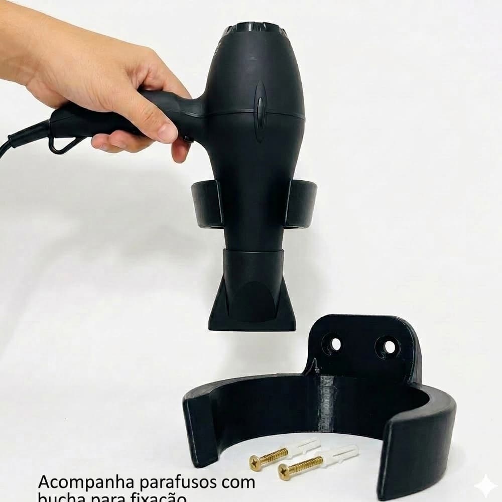 Suporte Organizador De Parede P/ Secador De Cabelo Reforçado Cabeleireiros Salão de Beleza + Parafusos