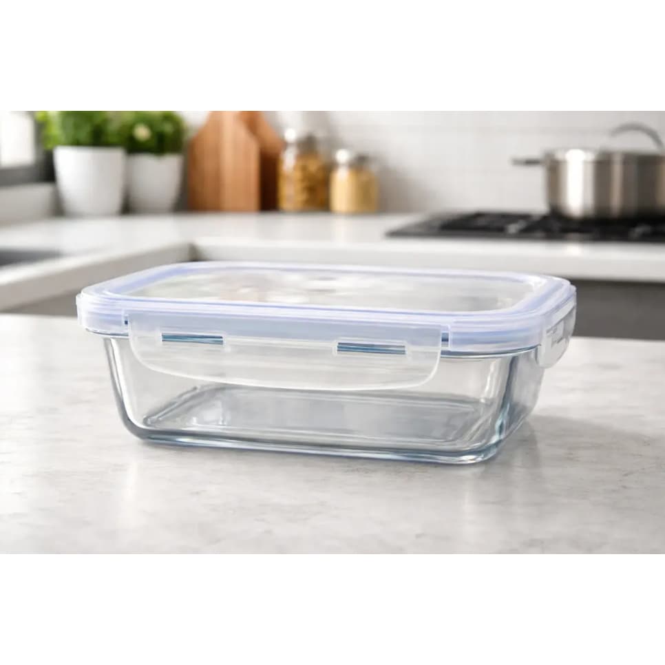 Pote Hermético Vidro Borossilicato 640ml Retangular Marmita