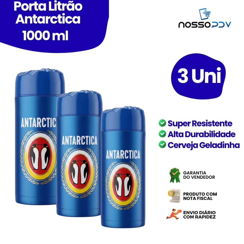 Kit 3 Porta Garrafa Térmico Para Cerveja Litrão 1L Antarctica Parede Dupla Alta Qualidade Envio Rápido