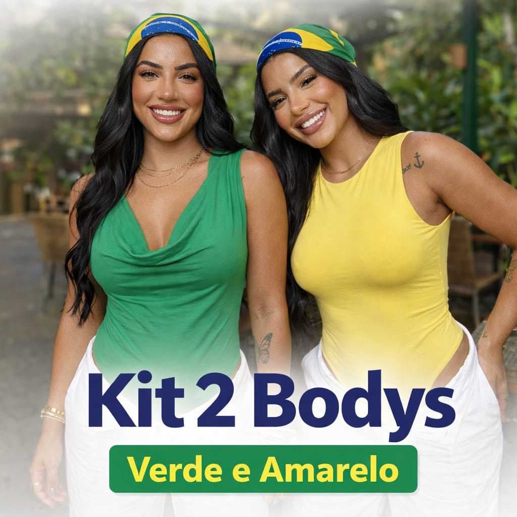 Kit 2 Bodys Brasil Verde e Amarelo Elegante Moda Blogueira Tendência 2026