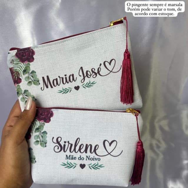 Necessaire para casamento Personalizada c/ Nome Marsala p/ madrinhas, casamento, presente, lembrancinha.