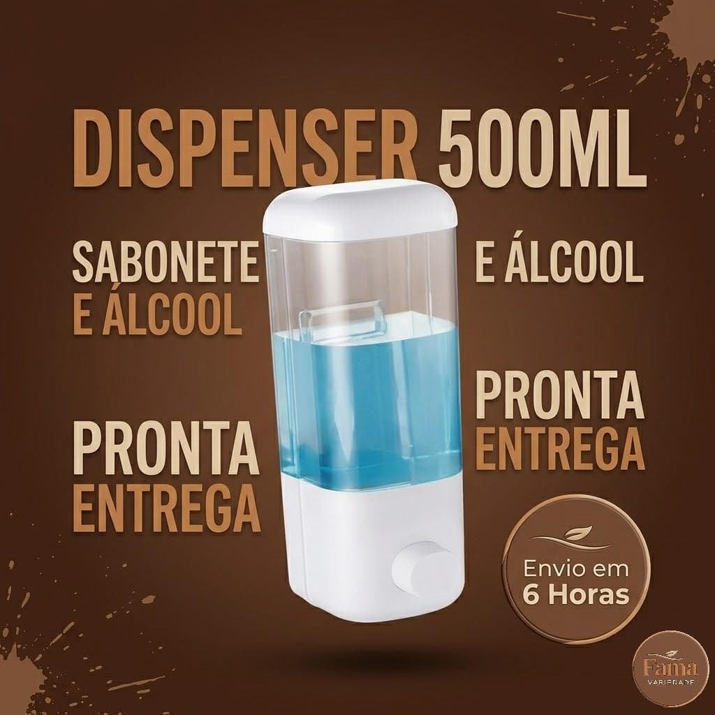 Dispenser Parede Porta Sabonete Líquido Álcool Gel 500ml Conjunto