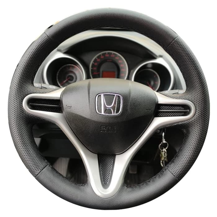 Capa de Volante Costurada Honda Fit City 2009 10 11 12 13 14 preta