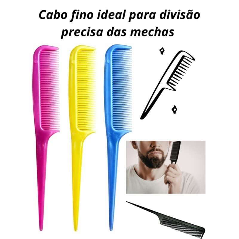 Kit Pente de Cabelo Profissional  Pente Cabo Fino  kits com  3,6,12 e 24 Unidades  pente de plastico