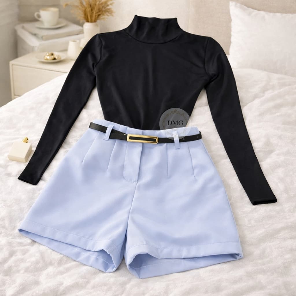 Conjunto Feminino Body Gola Alta + Short Alfaiataria - ENVIO IMEDIATO !