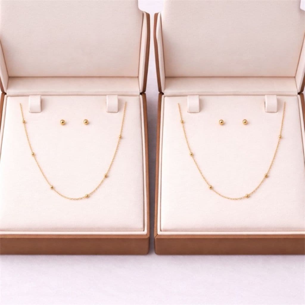 Conjunto Mãe e Filha Colar e Brincos de Bolinhas Delicado Folheados a Ouro 18k Kit Mãe e Filha Ouro.
