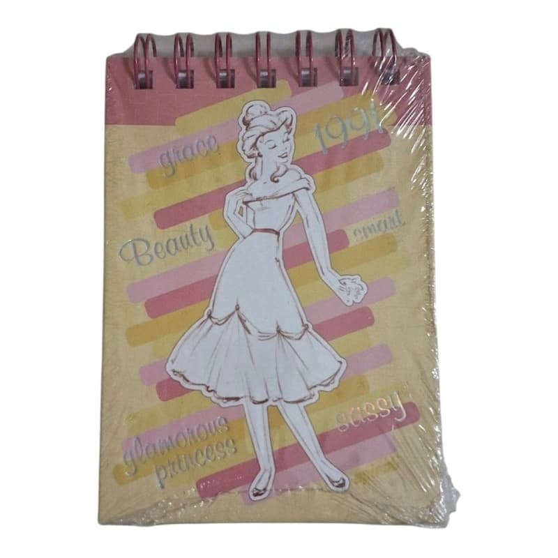 Caderneta Pequena Espiral Capa Dura 1/8 Princesa Belle Bela e a Fera 96fls Tilibra 10 cm X 14 cm