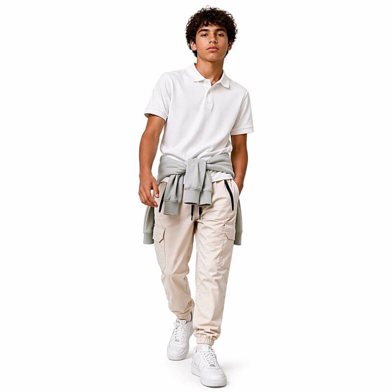 Calça Cargo Jogger Juvenil Menino 8 a 16 Anos Cós Elástico com Cordão Confortável