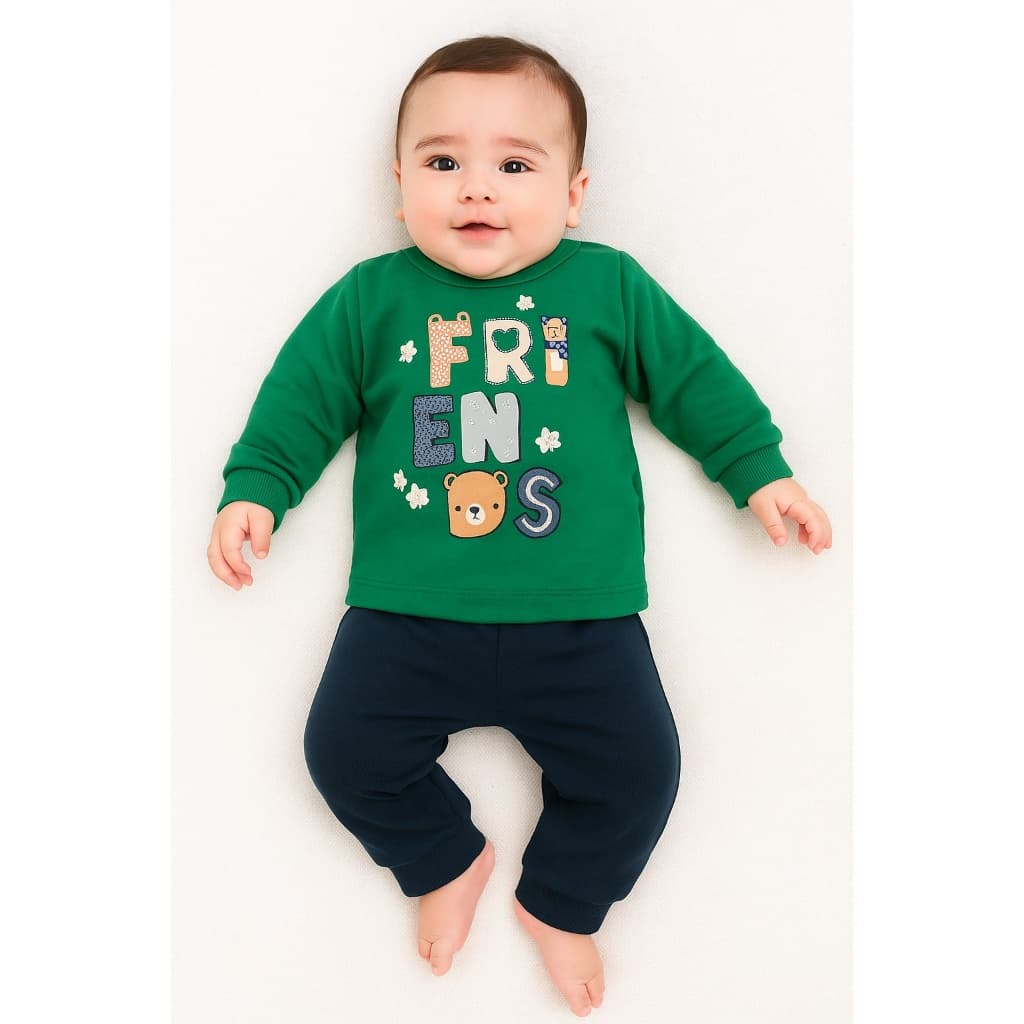 Conjunto Moletom Masculino Bebê Sem Capuz Brandili P M G