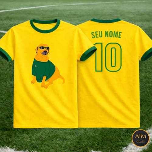 Camiseta Camisa Infantil e Adulto Caramelo Torcedo Brasil Personalizado 100% Algodão Premium