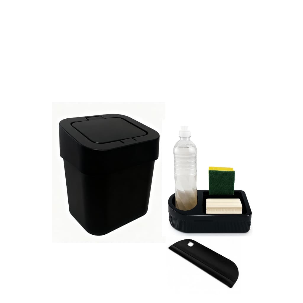 Kit Lixeira Pia Com Organizador Pia Porta Detergente E Rodinho