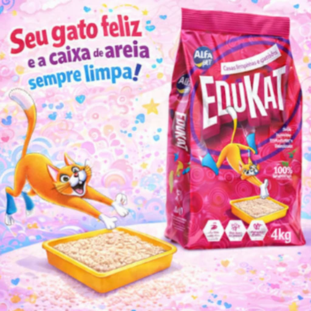 Areia Sanitária Higiênica Para Gatos Anti Odor Educat Sem Perfume Pacote de 4kg