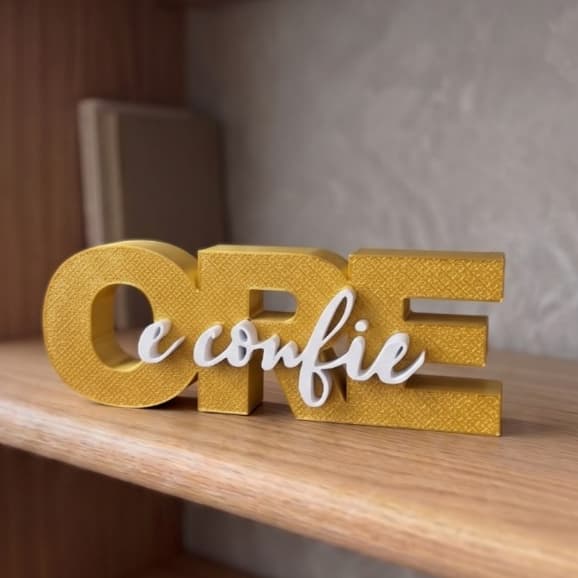 Letreiro Decorativo Ore E Confie Com Relevo em Impressão 3D Para Decoração Motivação Dia a Dia Linda Quarto Sala
